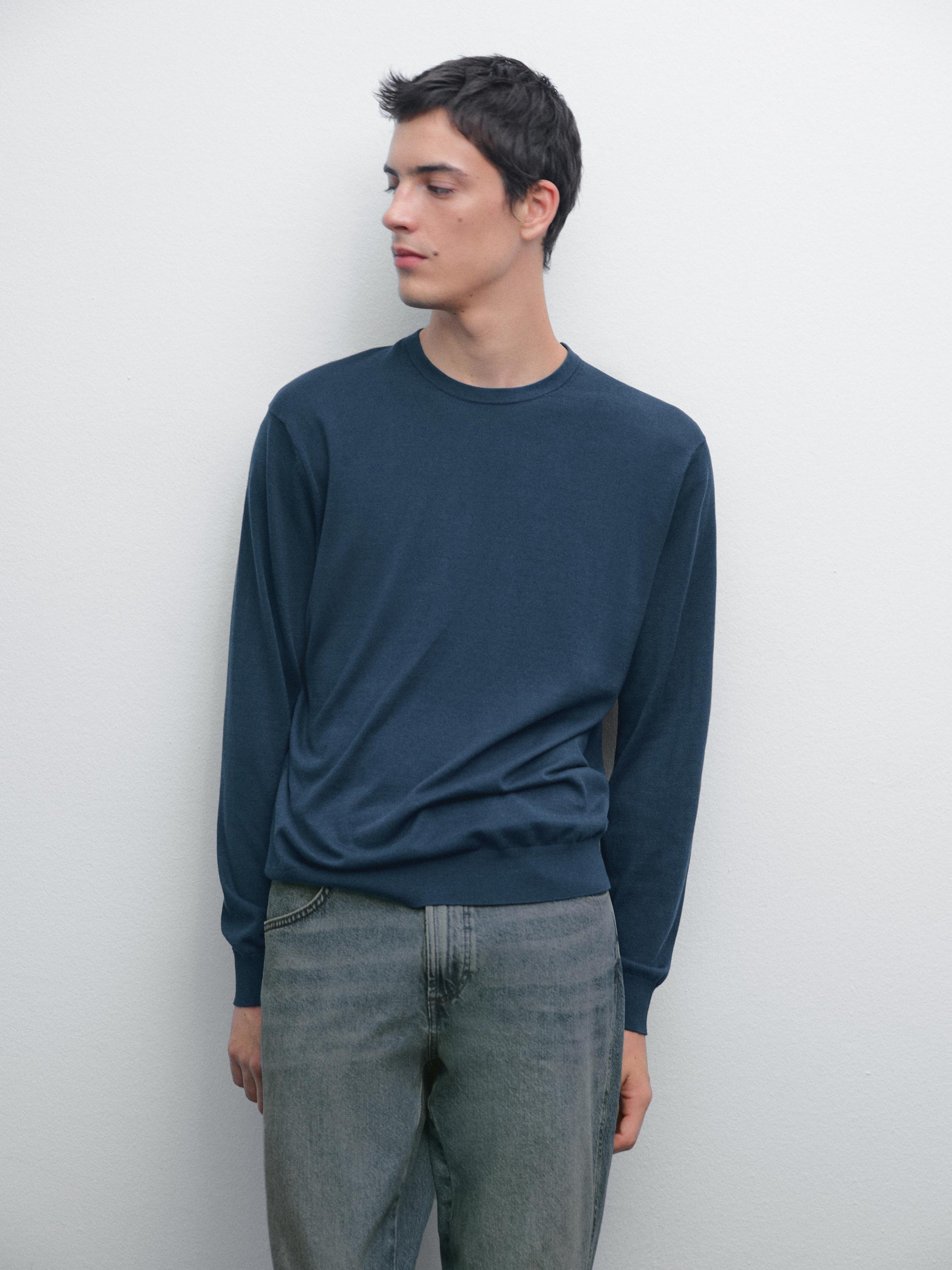 Pull en coton et soie mélangés